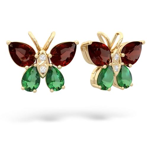 garnet-lab emerald butterfly earrings