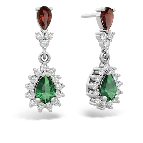 garnet-lab emerald dangle earrings