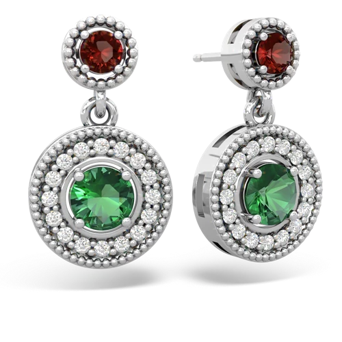 garnet-lab emerald halo earrings