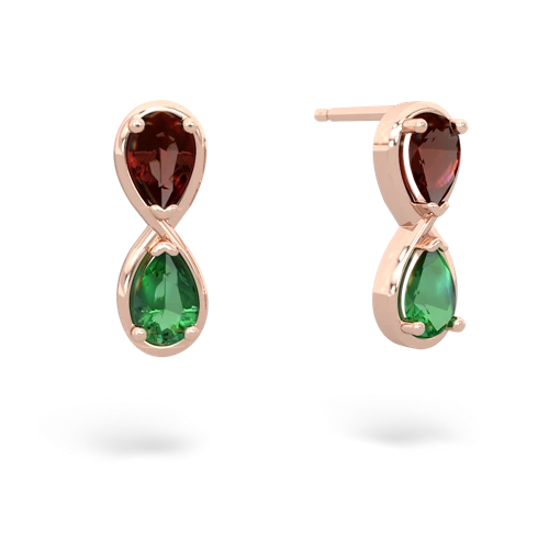 garnet-lab emerald infinity earrings