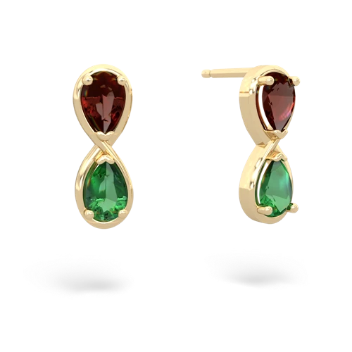 garnet-lab emerald infinity earrings