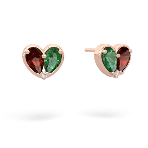 garnet-lab emerald one heart earrings