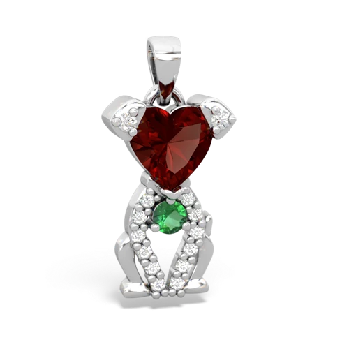 Genuine Garnet with Lab Created Emerald Puppy Love pendant