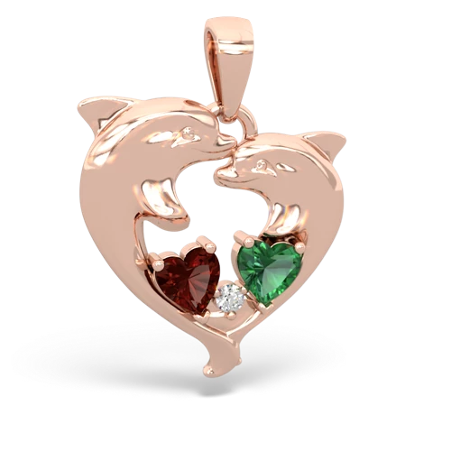 garnet-lab emerald dolphins pendant