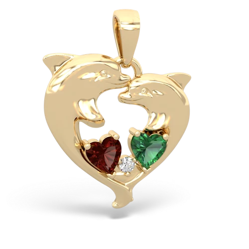 garnet-lab emerald dolphins pendant