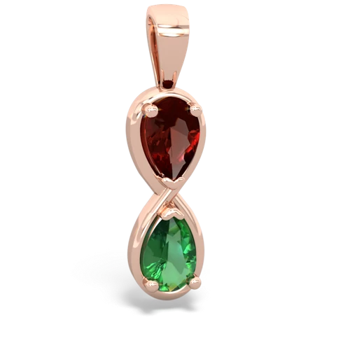 Genuine Garnet with Lab Created Emerald Infinity pendant