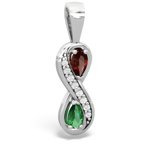 Genuine Garnet with Lab Created Emerald Keepsake Infinity pendant