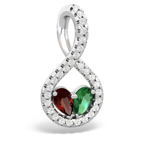 Genuine Garnet with Lab Created Emerald PavÃ© Twist pendant