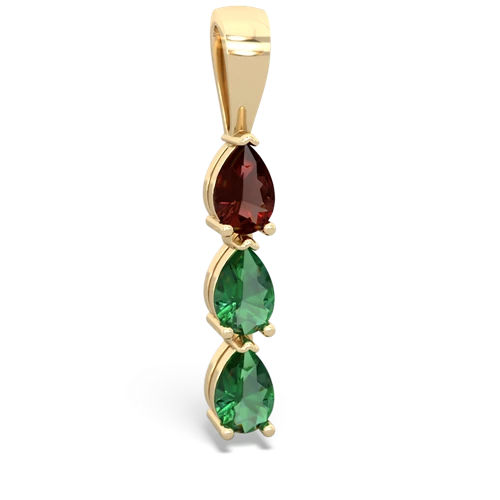 Genuine Garnet with Lab Created Emerald and  Three Stone pendant