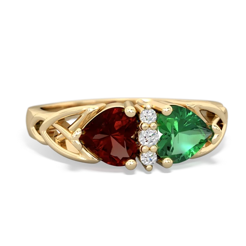 garnet-lab emerald celtic ring