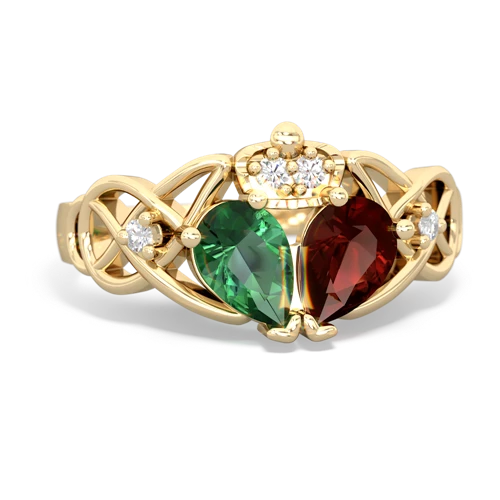 garnet-lab emerald claddagh ring