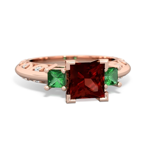 garnet-lab emerald engagement ring