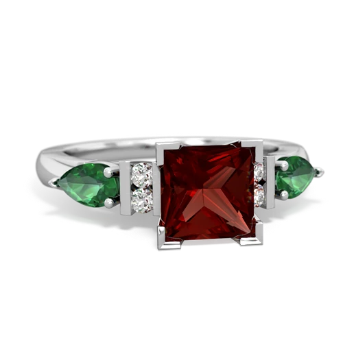 garnet-lab emerald engagement ring