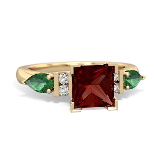 garnet-lab emerald engagement ring