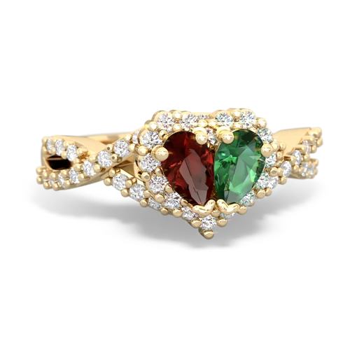 garnet-lab emerald engagement ring
