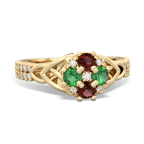 garnet-lab emerald engagement ring