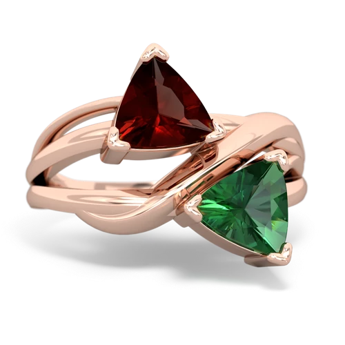 garnet-lab emerald filligree ring