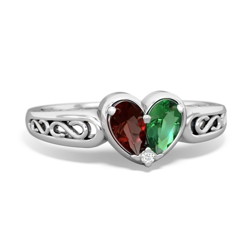 garnet-lab emerald filligree ring