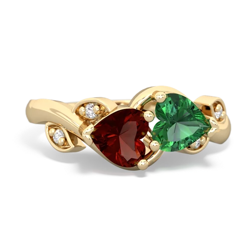garnet-lab emerald floral keepsake ring