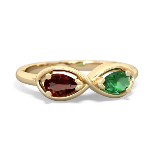 garnet-lab emerald infinity ring