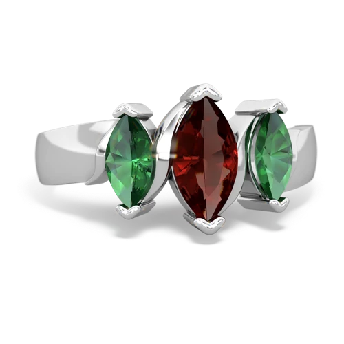 Garnet Genuine Garnet with Lab Created Emerald and Genuine London Blue Topaz Three Peeks ring Ring