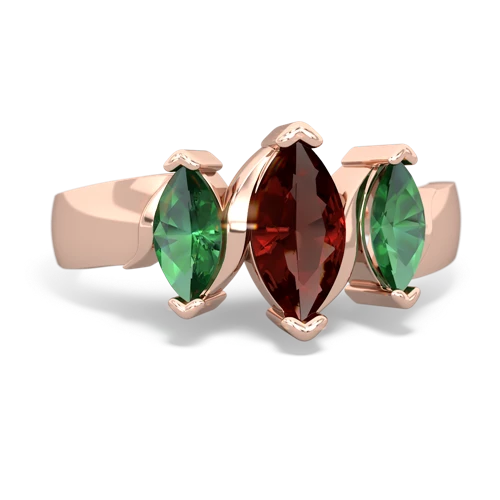 garnet-lab emerald keepsake ring