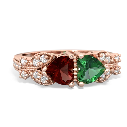 garnet-lab emerald keepsake butterfly ring