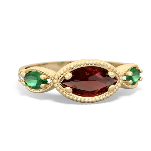 Garnet Genuine Garnet with Lab Created Emerald and Genuine White Topaz Antique Style Keepsake ring Ring
