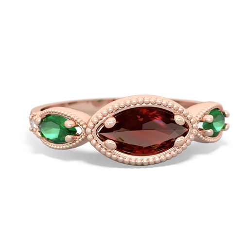 garnet-lab emerald milgrain marquise ring