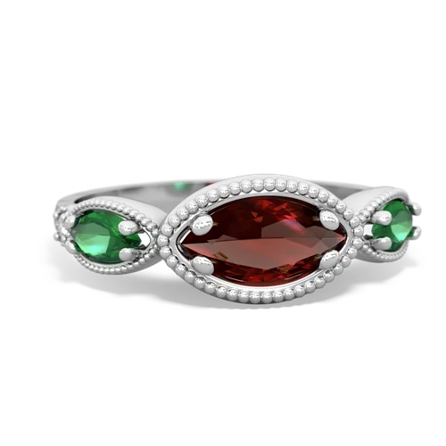 garnet-lab emerald milgrain marquise ring