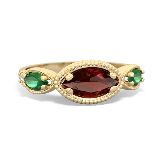 garnet-lab emerald milgrain marquise ring