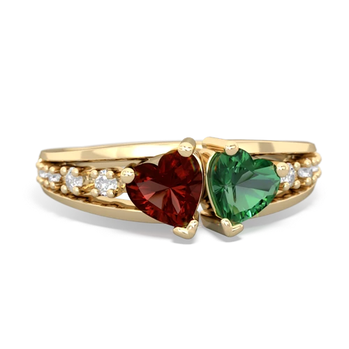 garnet-lab emerald modern ring