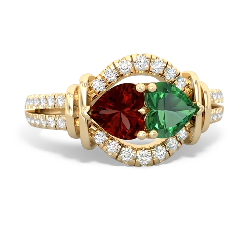 garnet-lab emerald pave keepsake ring