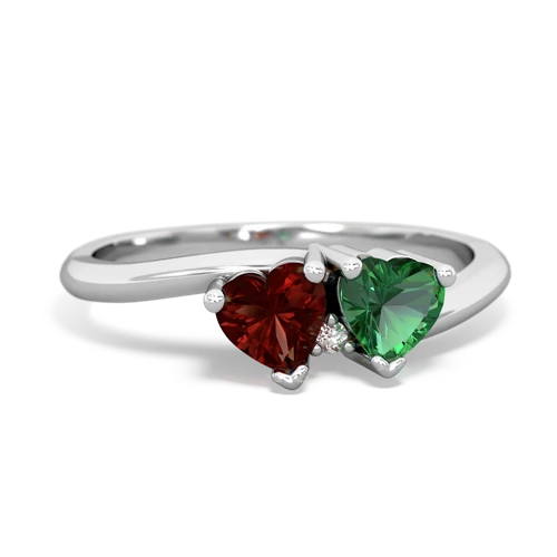 Genuine Garnet with Lab Created Emerald Sweetheart's Promise ring