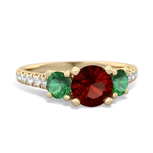 Genuine Garnet with Lab Created Emerald and  Pave Trellis ring