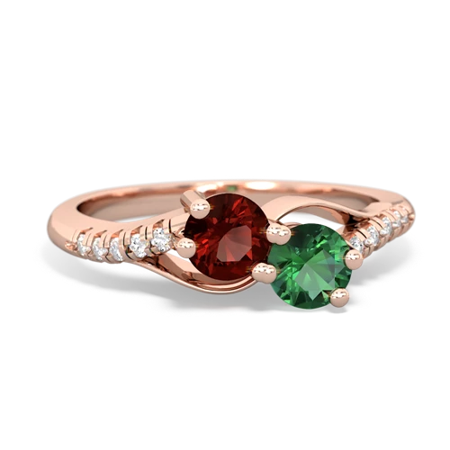 garnet-lab emerald two stone infinity ring