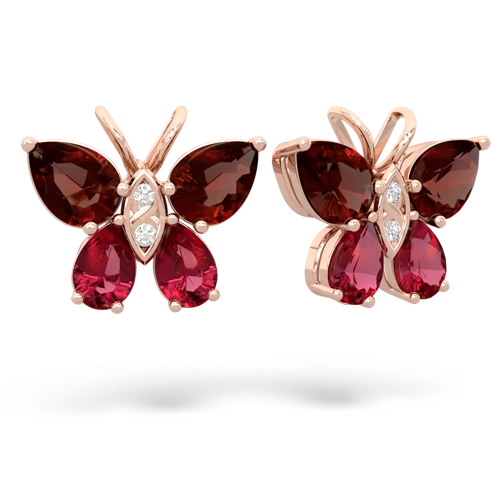 garnet-lab ruby butterfly earrings