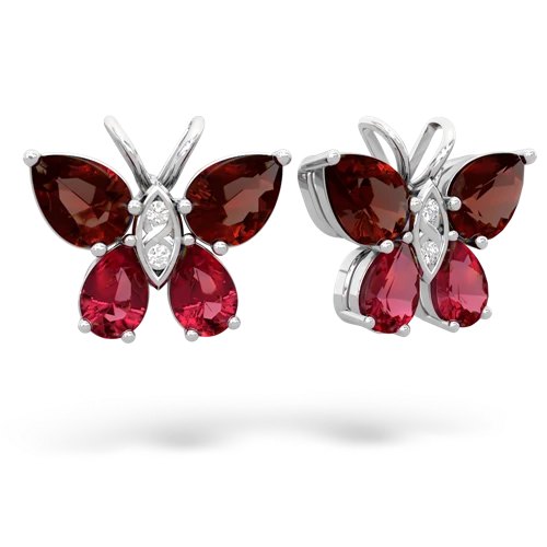 garnet-lab ruby butterfly earrings