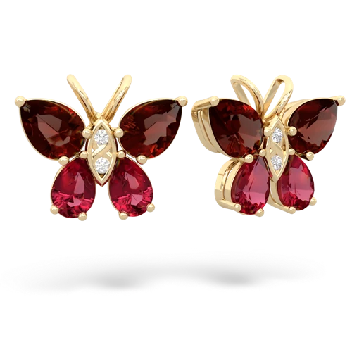 garnet-lab ruby butterfly earrings
