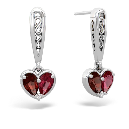 garnet-lab ruby filligree earrings