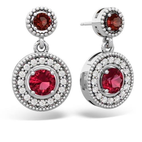 garnet-lab ruby halo earrings