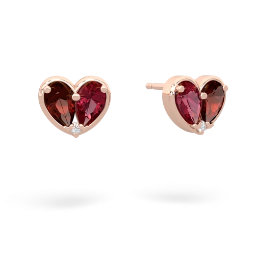 garnet-lab ruby one heart earrings