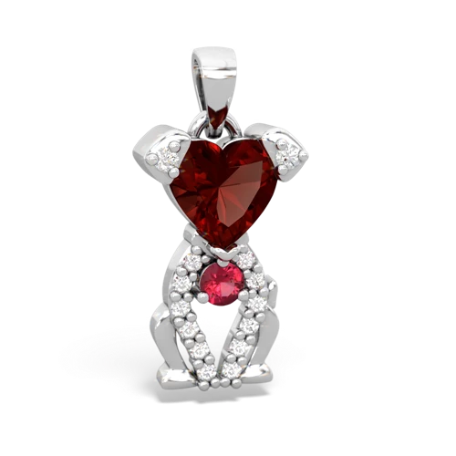 garnet-lab ruby birthstone puppy pendant