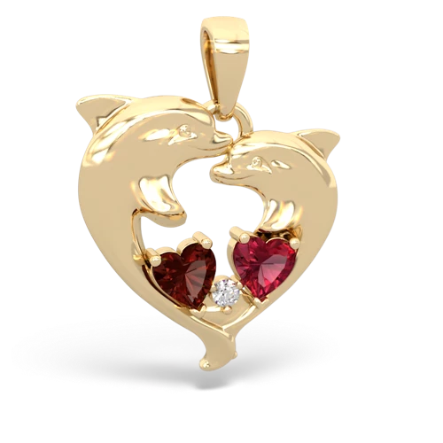 garnet-lab ruby dolphins pendant