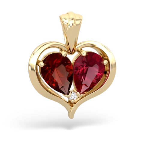 garnet-lab ruby half heart whole pendant