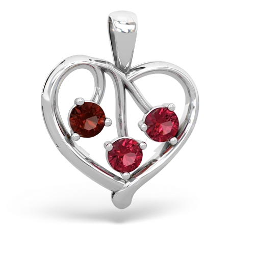 Garnet Genuine Garnet with Lab Created Ruby and Genuine Emerald Glowing Heart pendant Pendant