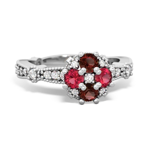 garnet-lab ruby art deco engagement ring