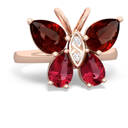garnet-lab ruby butterfly ring