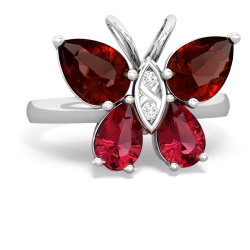 garnet-lab ruby butterfly ring