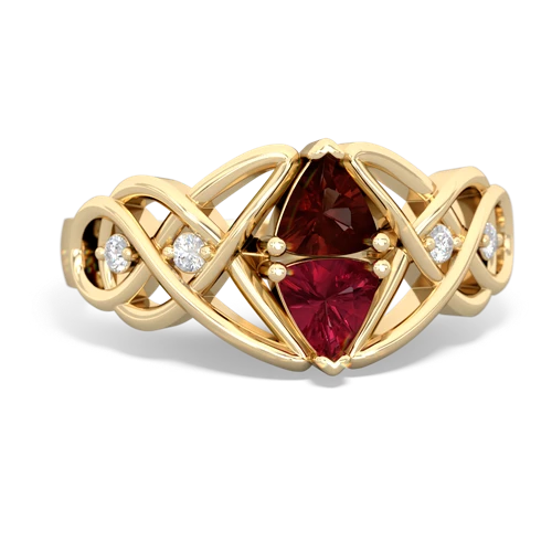 garnet-lab ruby celtic knot ring